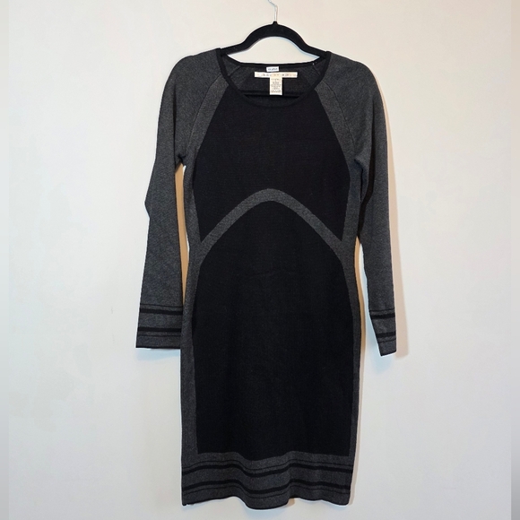 Max Studio Black and Gray Long Sleeve Dress - Picture 1 of 3